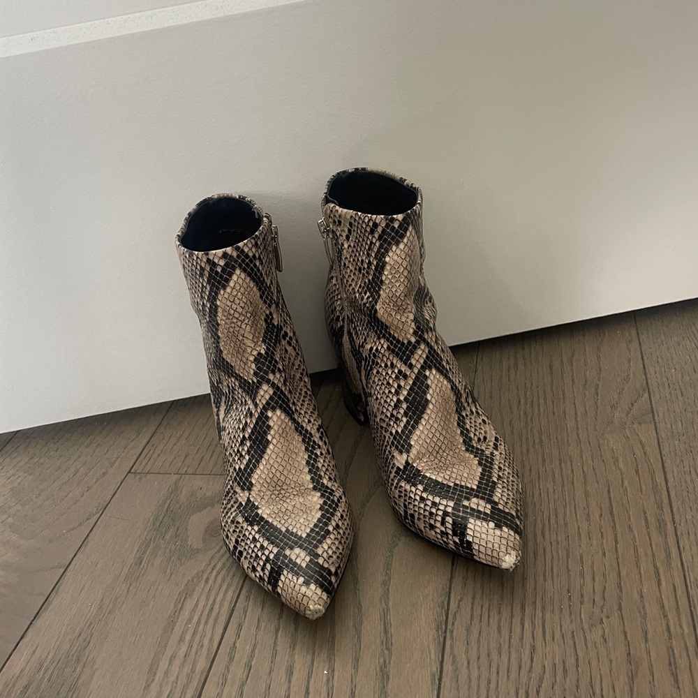 Marc Fisher Beige and Black Patterned Ankle Boots